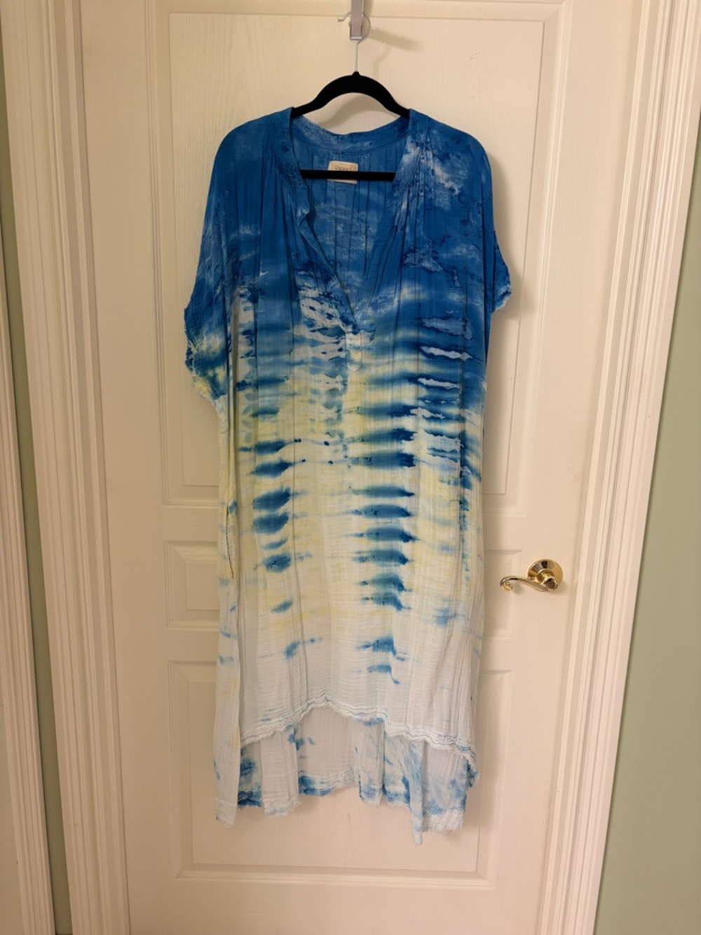 Blue Tie-Dye Maxi Dress - Lightweight Beach Caftan